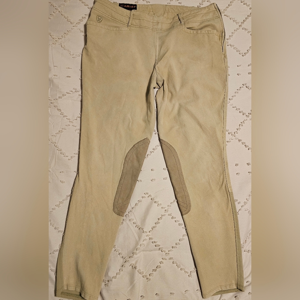Ariat Brittany Side Zip Knee Patch Breeches Size 34L Khaki
